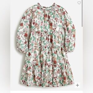 J Crew crewcuts Girls' long-sleeve tiered dress in poinsettia floral SZ 7